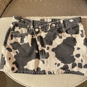 Cow Print Micro Denim Women's Skirt